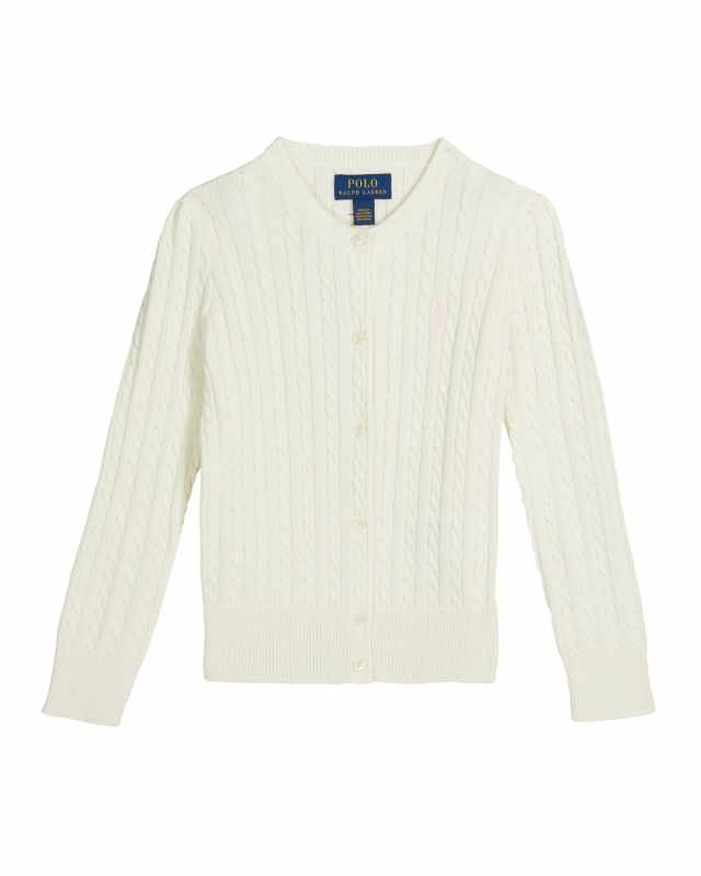 Girl's Cable-Knit Ribbed Cardigan, Size 2-4